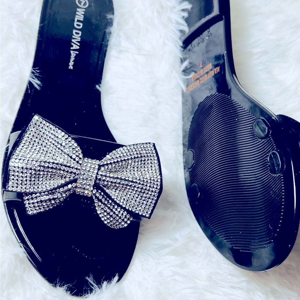 Silver Gem Bow Sandals - Picture 5 of 7